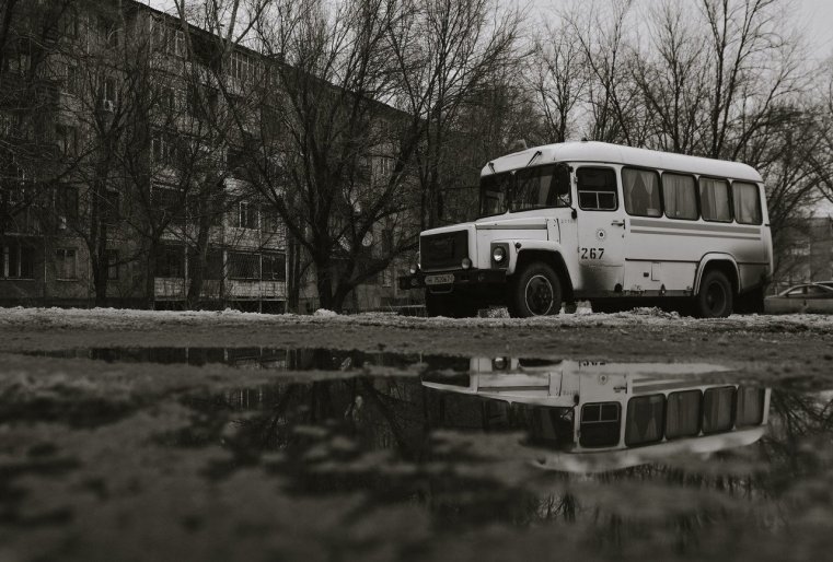Ekibastouz Kazakhstan Bus Marchroutka Immeuble Neige