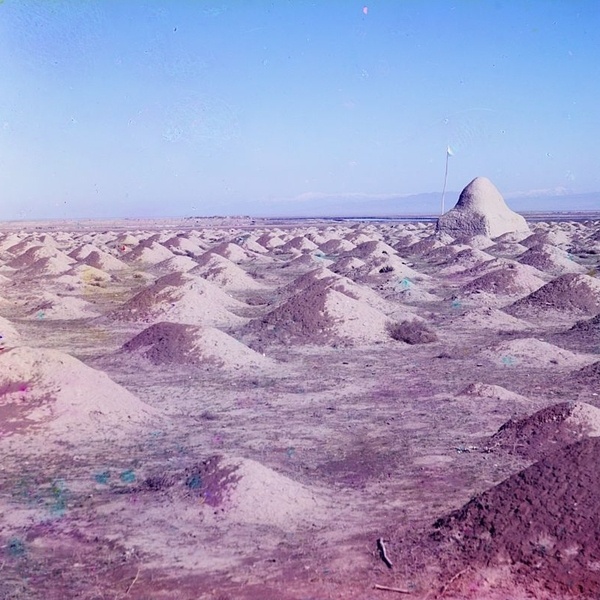 Asie centrale XXème siècle 1910 Voyage Sergueï Prokoudine-Gorski Empire russe Photographie Cimetière Steppe de la Faim