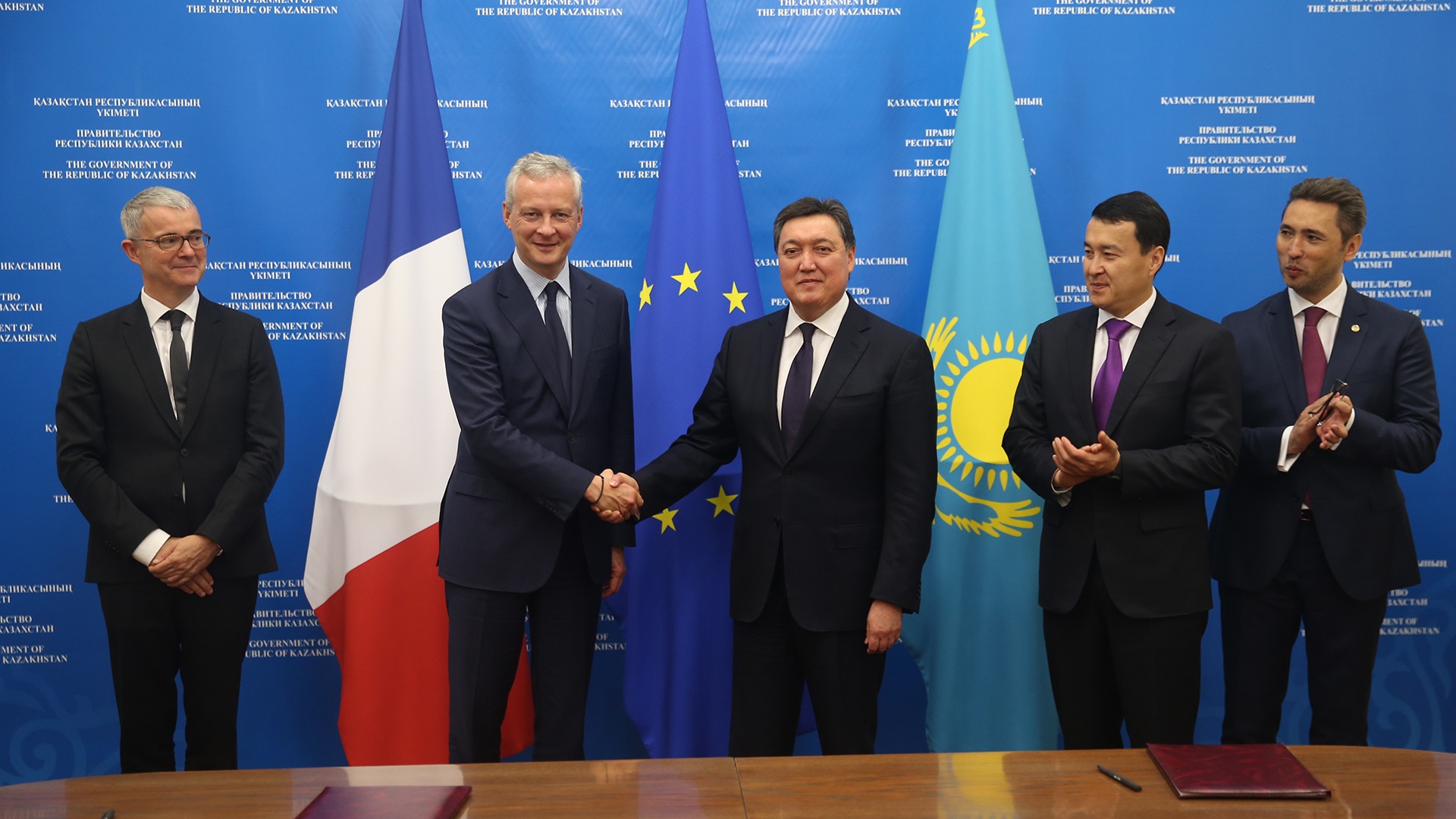 Bruno Le Maire Ministre France Economie Finances Rencontre Askar Mamine Premier Ministre Kazakhstan