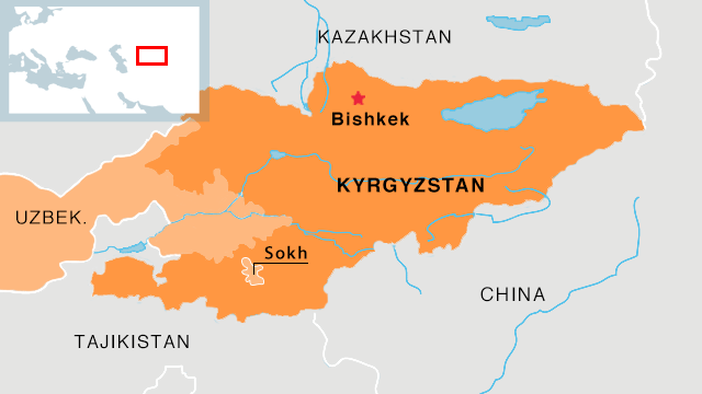 Carte Kirghizstan Ouzbékistan Enclave Sokh